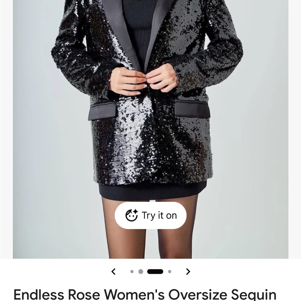 Endless Rose Black Sequin oversized Blazer